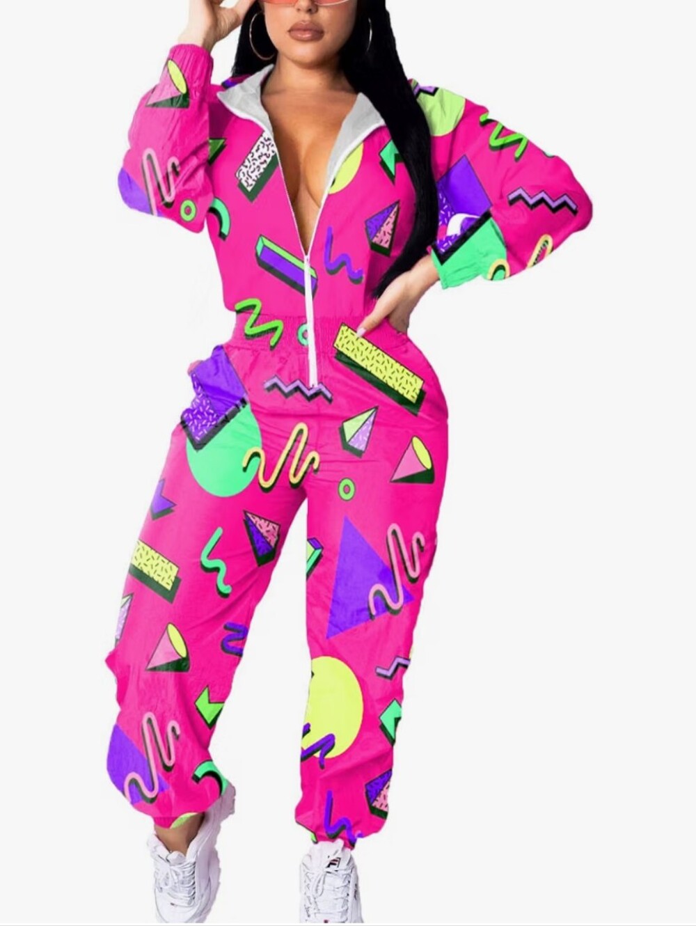 Women's Pullover Hoodies Jumpsuit Zipper Jacket Windbreaker Elastic Waistband